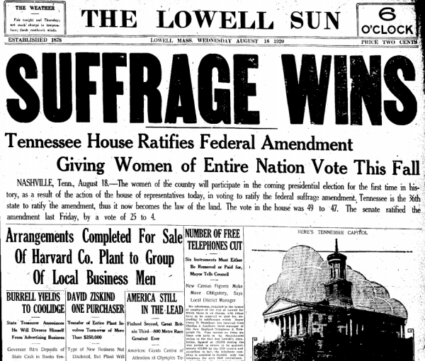 The 19th Amendment Ratified