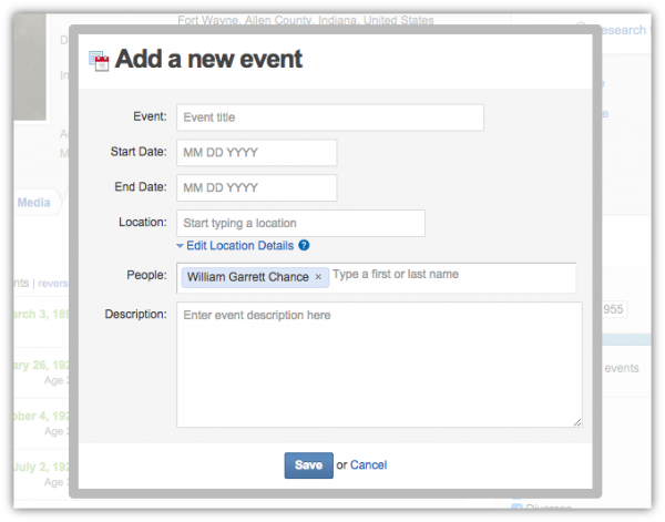 Geni Tips: Add Events to Timelines