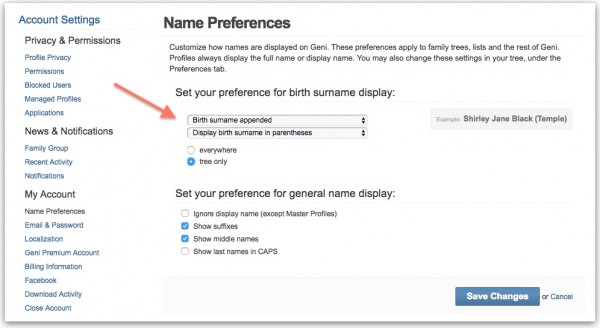 Geni Tips: Customize Your Name Preferences