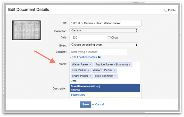 Geni Tips: Tag Multiple Profiles to a Document