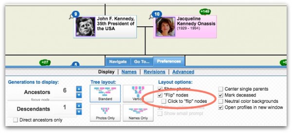 Geni Tips: Use Flip Nodes to See Profile Details in the Family Tree