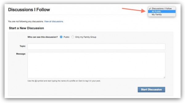 Geni Tips: Use Discussions to Connect With the Community